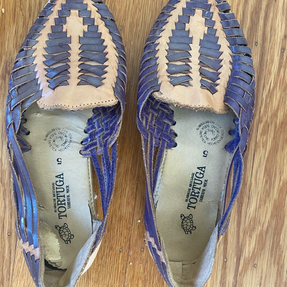 Mexican huarache sandal blue/tan (8)